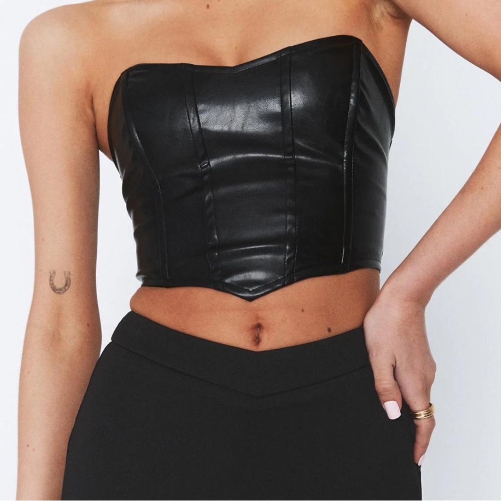 Princess Polly Leather Black Bustier Top